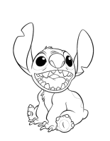 A coloring page of lilo and stitch
